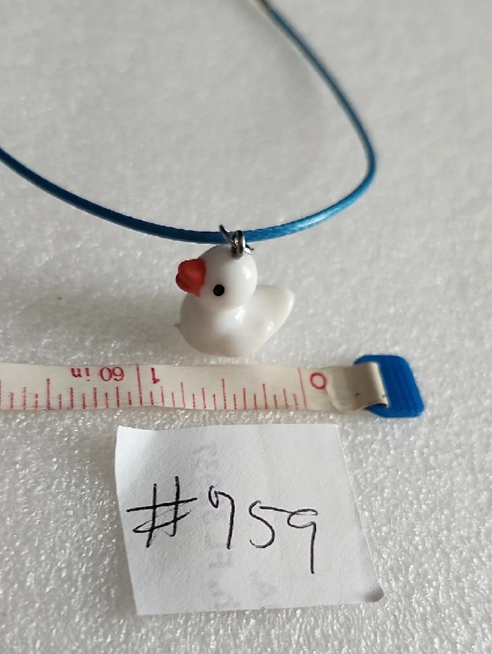 Hand Crafted White Duck Charm Bracelet / Anklet with Blue Cord